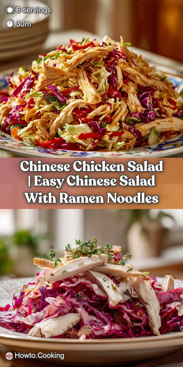 Close-up of succulent chicken strips and crunchy purple cabbage drizzled with a glossy, sesame-infused dressing.