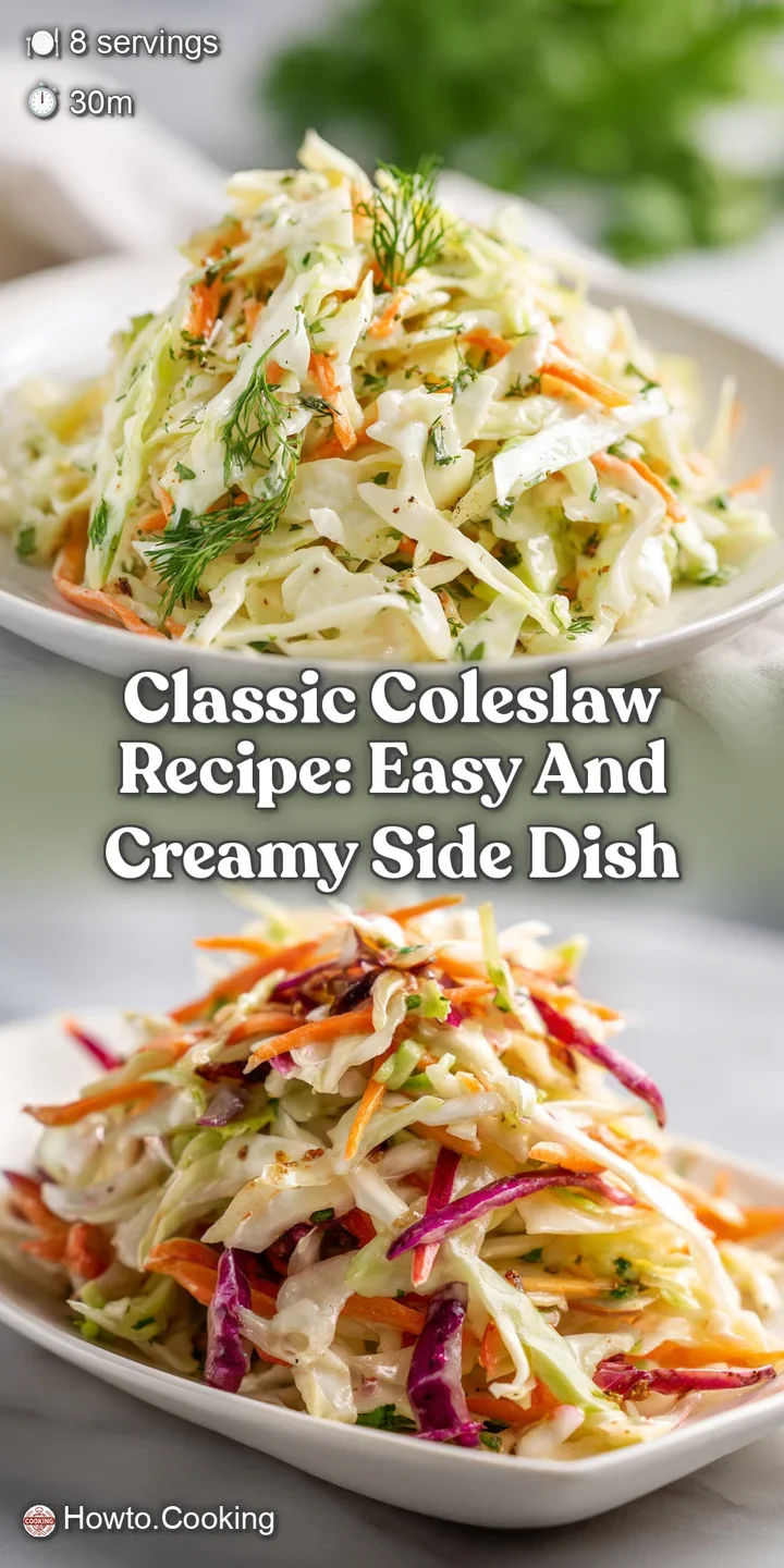 Close-up reveals the textures of shredded cabbage, carrot, and creamy dressing, hinting at a cool, crisp taste.