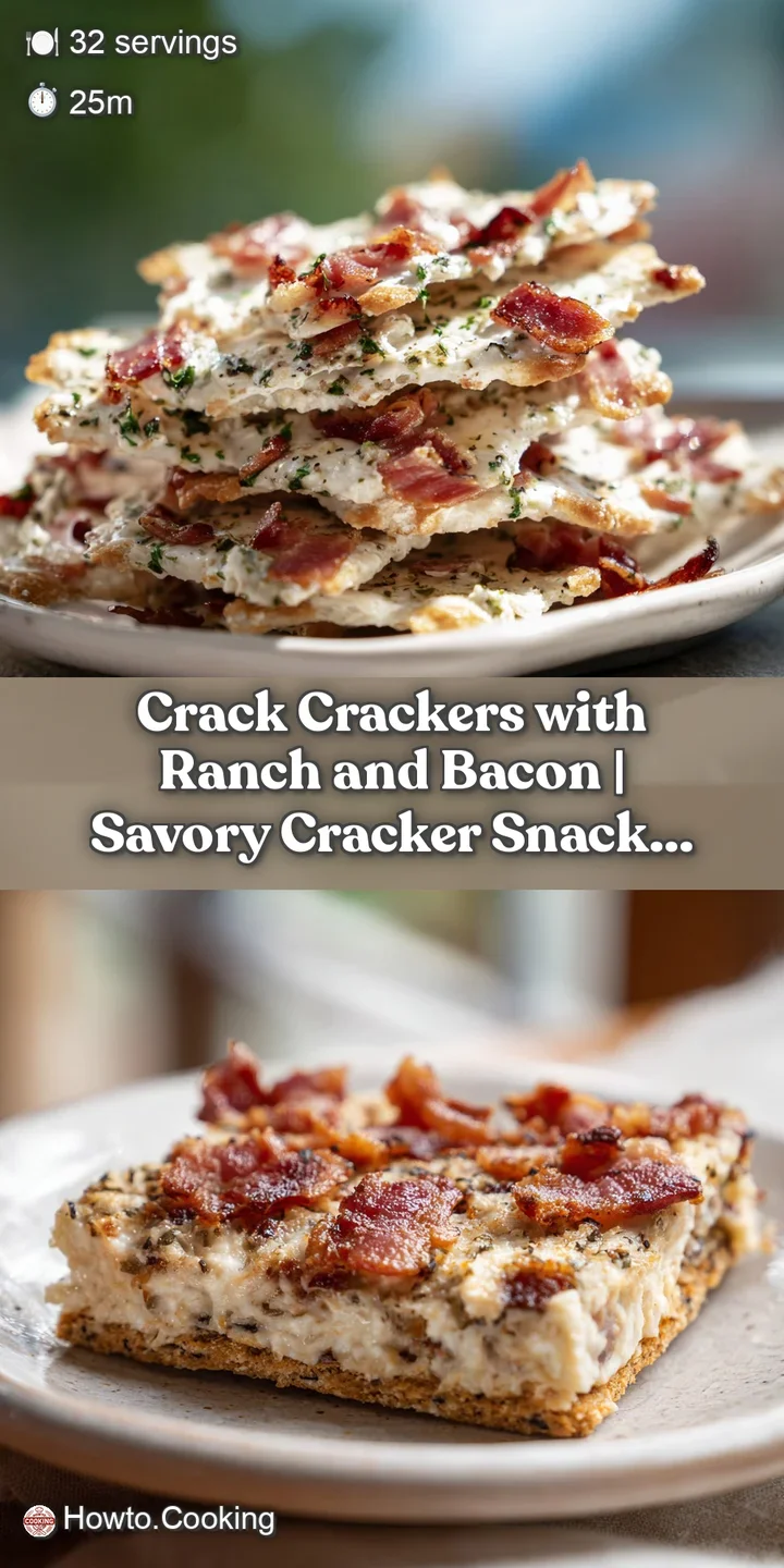 Close-up of crunchy crackers showcasing textured ranch dip and glistening bacon pieces, creating a tempting bite.