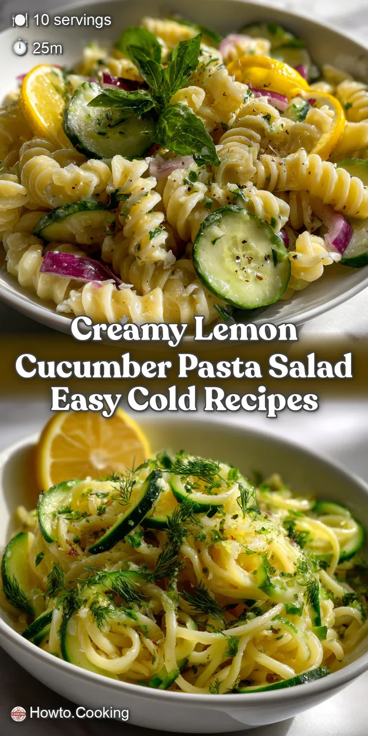 Creamy Lemon Cucumber Pasta Salad Easy Cold Recipes