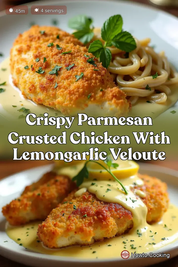 Crispy Parmesan Crusted Chicken with LemonGarlic Veloute