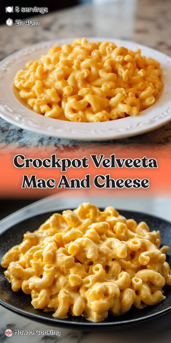 Close-up of shiny, cheesy mac and cheese, noodles coated in smooth, melted Velveeta, hints of steam suggesting warmth.