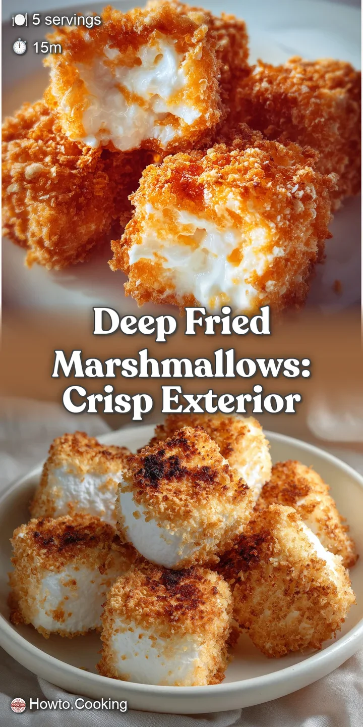 Close-up of a golden-fried marshmallow, slightly cracked and oozing melted marshmallow. Sprinkles add a playful pop of color.