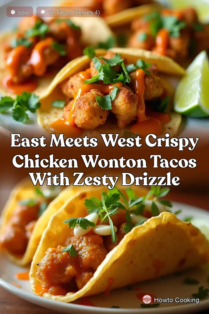 East Meets West Crispy Chicken Wonton Tacos with Zesty Drizzle