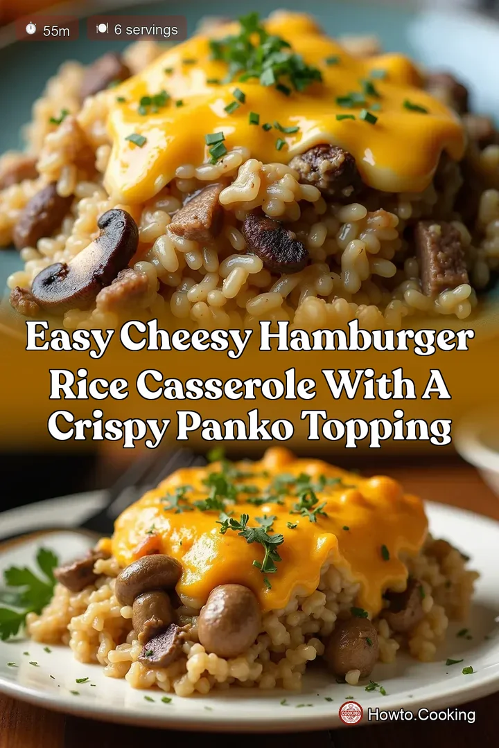 Easy Cheesy Hamburger Rice Casserole with a Crispy Panko Topping