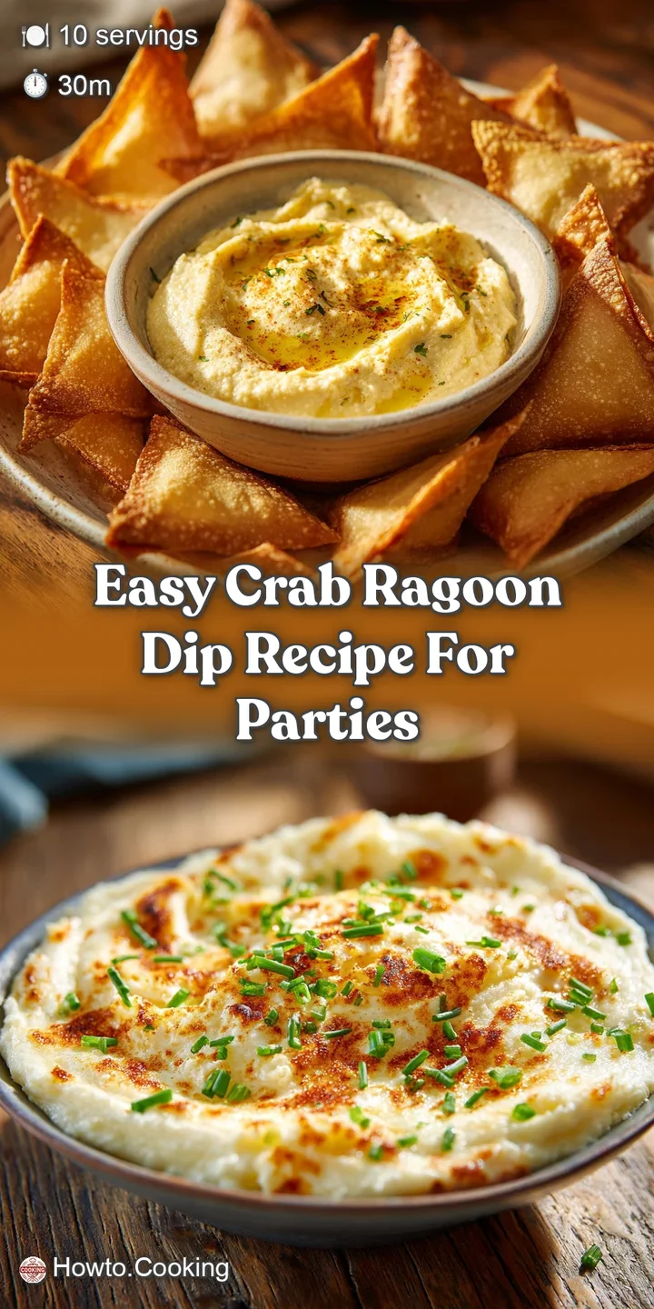 Close-up of hot crab dip, glistening with melted cheese, showing textures of tender crab and crispy fried wonton edges; re...