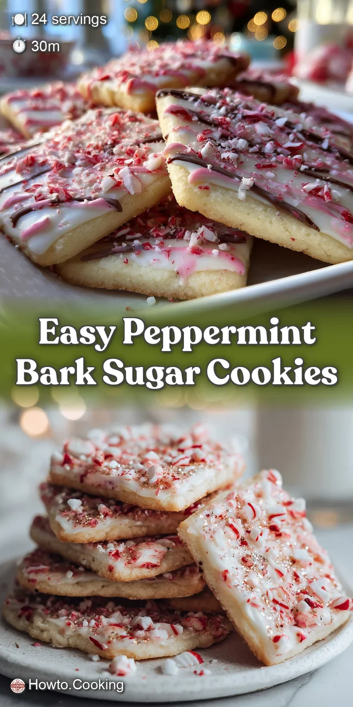 Close-up: a peppermint bark cookie showcasing a glossy, melted chocolate base speckled with crushed red and white peppermi...