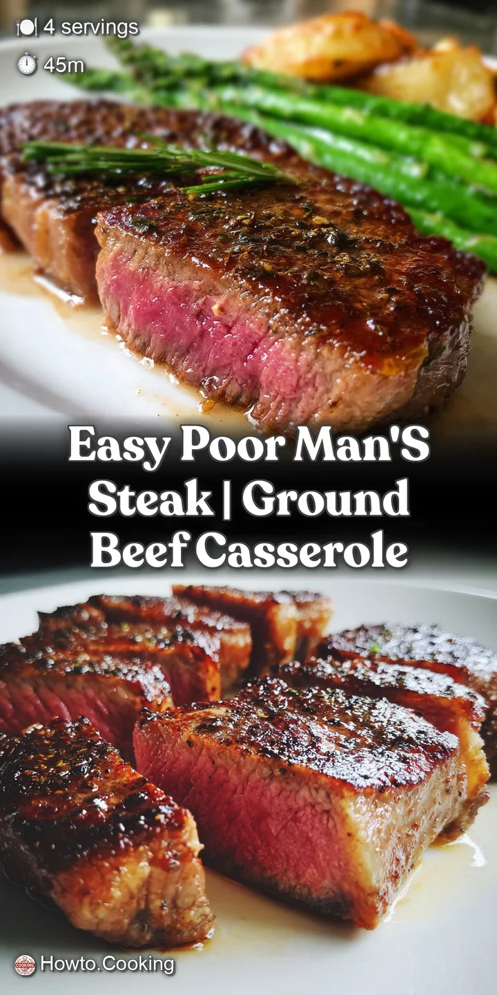 Close-up of juicy 'poor man's steak' glistening with savory mushroom gravy. A hearty, comforting, and deeply satisfying bite.