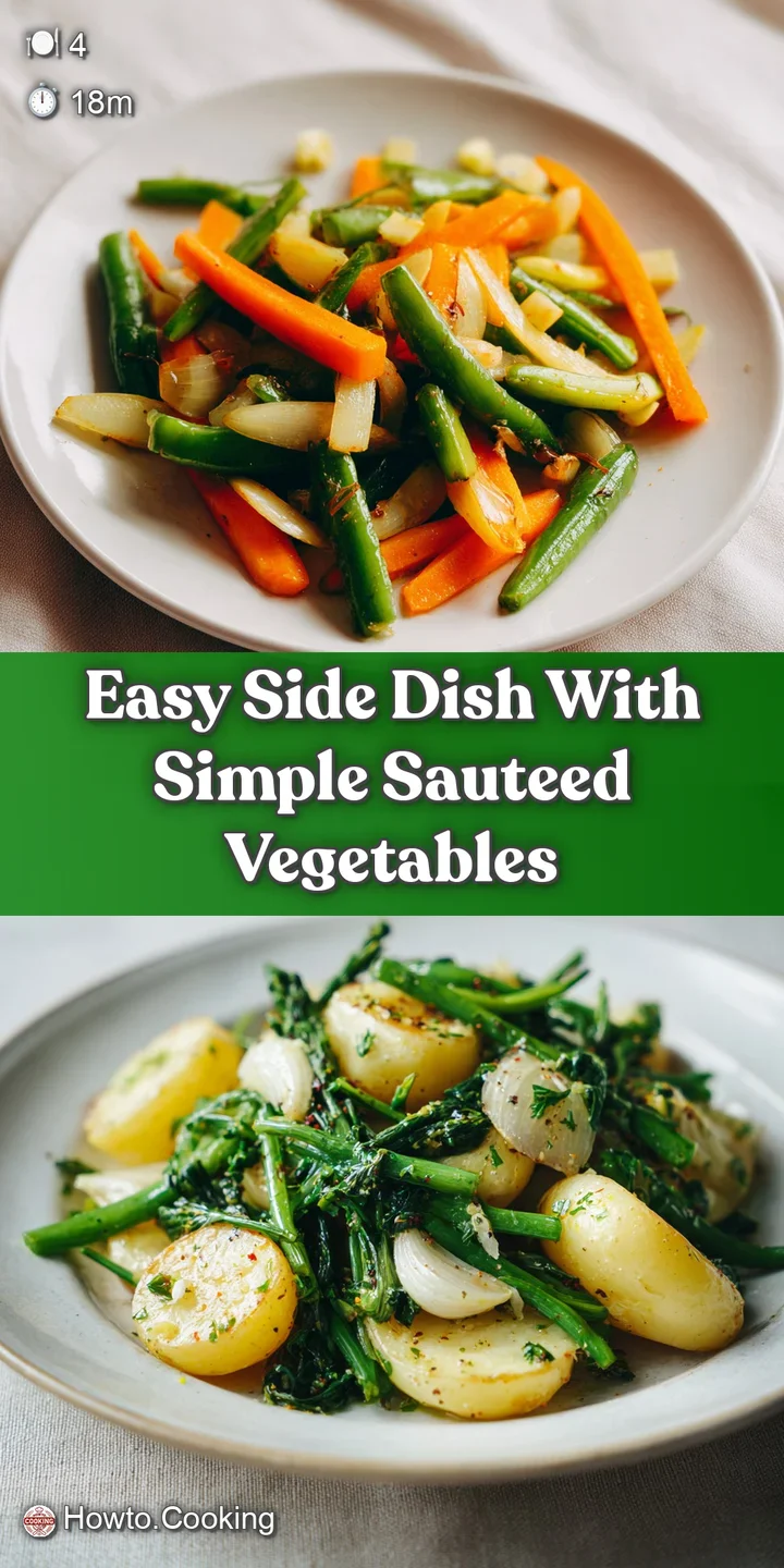 Close-up of sauteed vegetables showing crisp edges and tender interiors. Garlic cloves are visible, releasing aromatic oil...