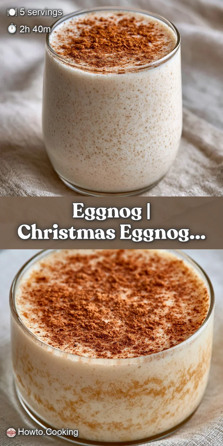 Macro shot of a creamy, pale yellow drink topped with a dusting of nutmeg and a frothy, velvety surface.