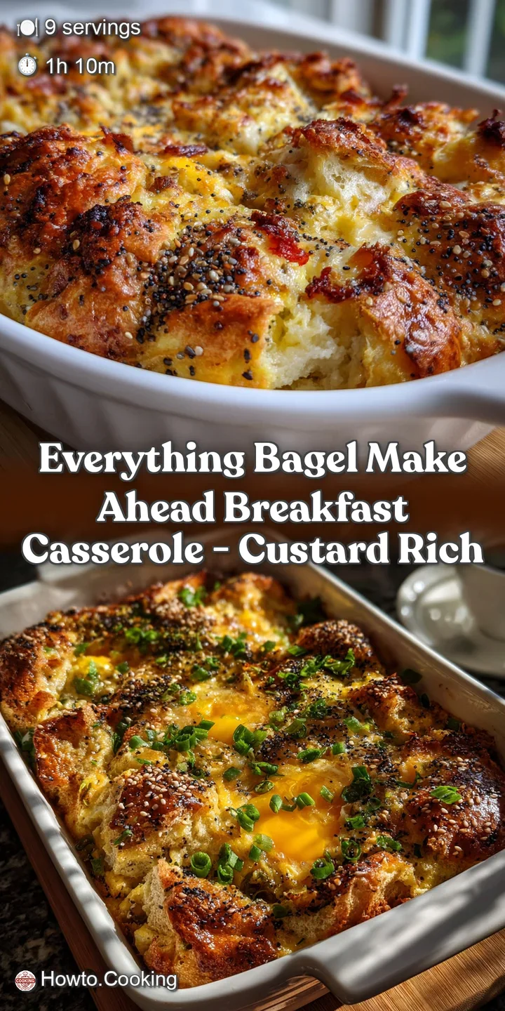 Close-up of the casserole's texture; soft, pillowy layers with a perfectly browned top, studded with sesame seeds, poppy s...