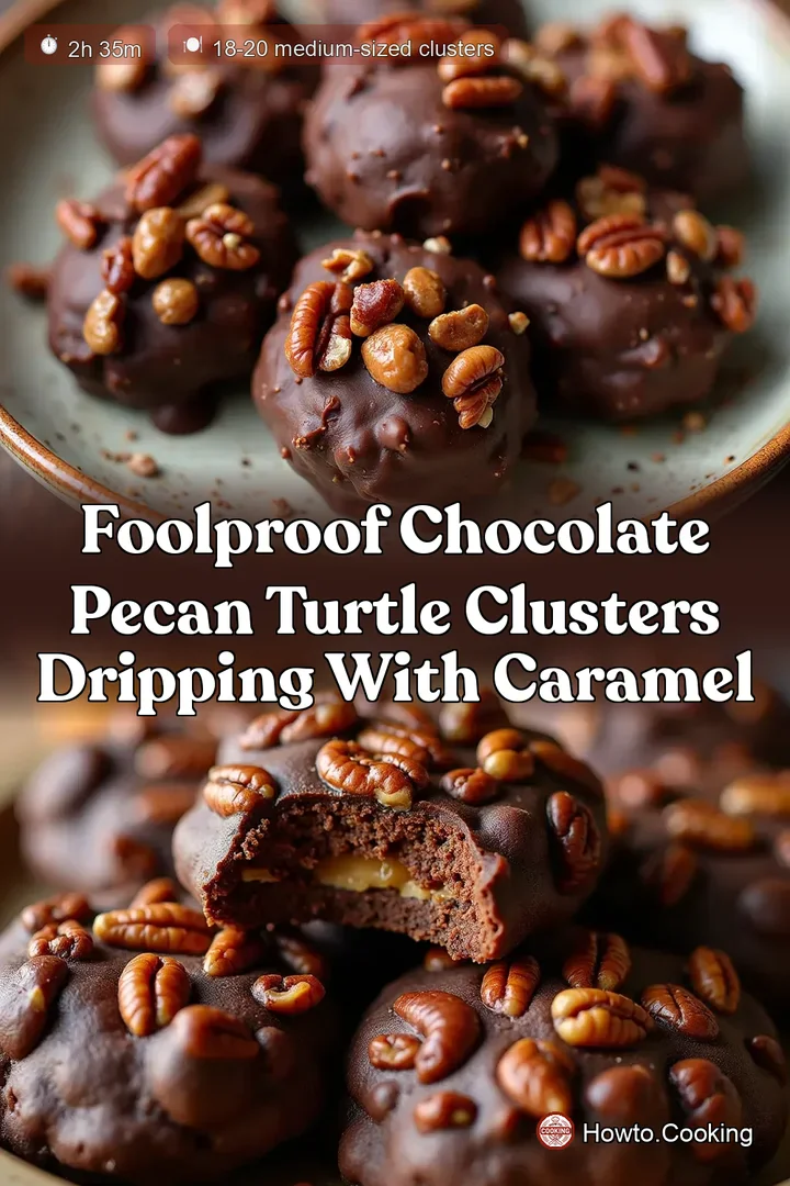 Foolproof Chocolate Pecan Turtle Clusters Dripping with Caramel