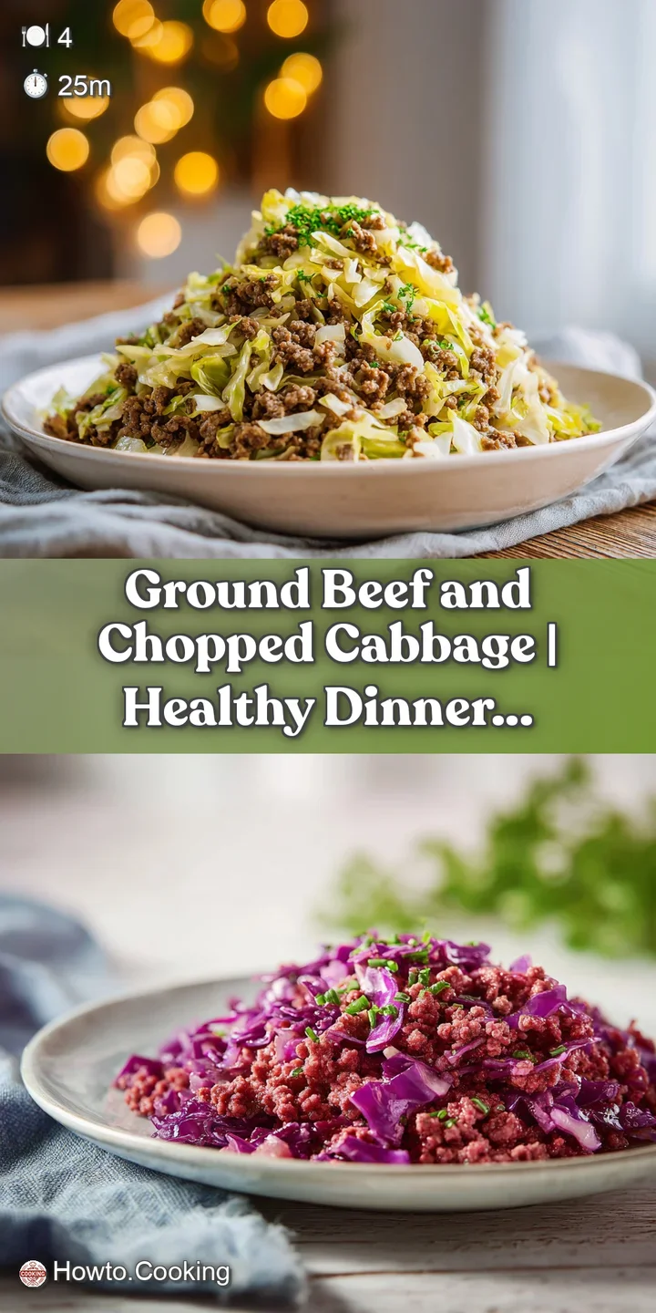 A close-up shows glistening ground beef mixed with vibrant, slightly wilted cabbage pieces.