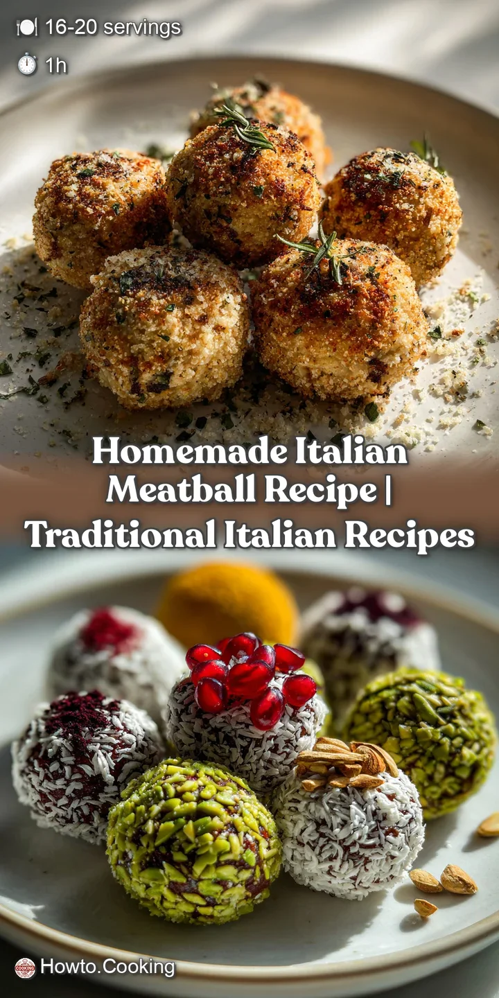 Close-up view of a meatball revealing a tender, velvety texture; the vibrant red sauce glistening, promising a savory and ...