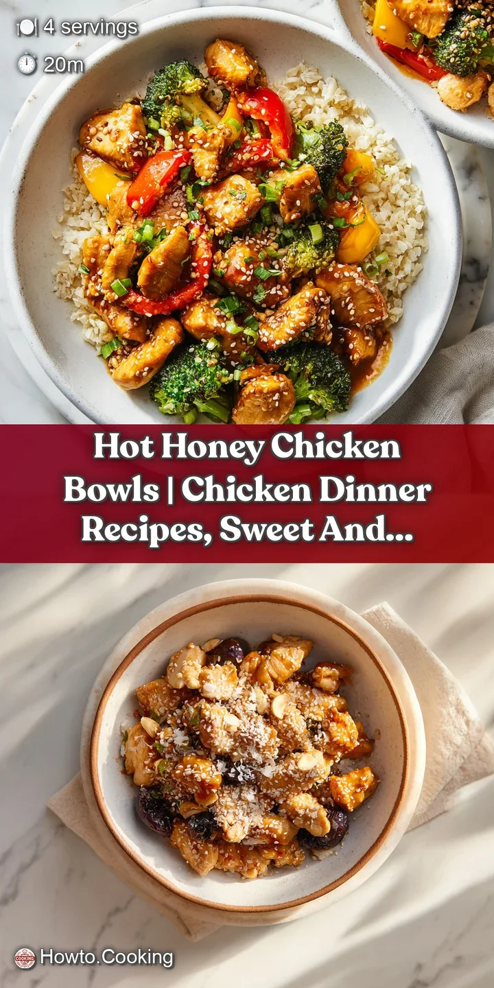 Close-up of succulent, pan-seared chicken glistening with sweet and spicy hot honey sauce, hinting at tender, juicy texture.