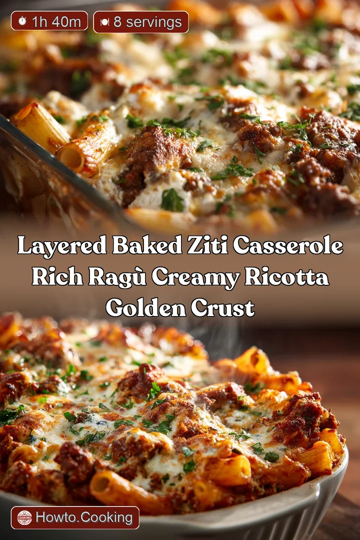 Layered Baked Ziti Casserole Rich Rag&ugrave; Creamy Ricotta Golden Crust