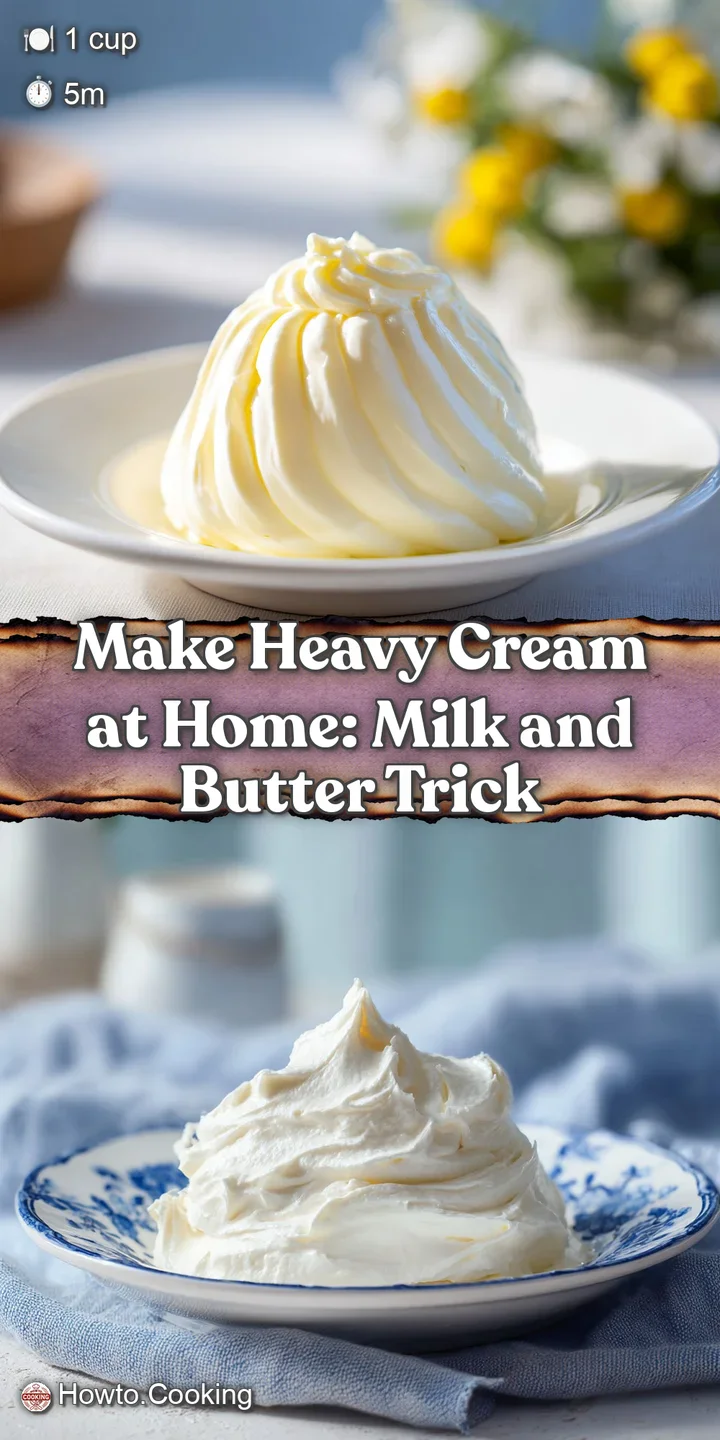 Close-up shot reveals the lush, velvety texture of freshly made heavy cream alongside soft, golden butter chunks.