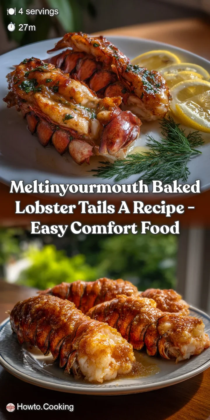 Close-up of a tender lobster tail, showing flaky white meat contrasted by a golden-brown shell. Pools of butter provide a ...