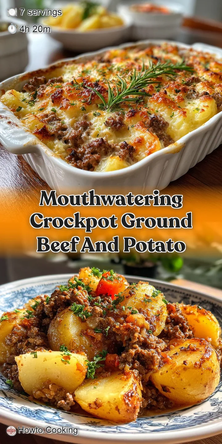 Close-up of tender ground beef and soft potato chunks coated in a thick, flavorful gravy, showing the rich texture and app...