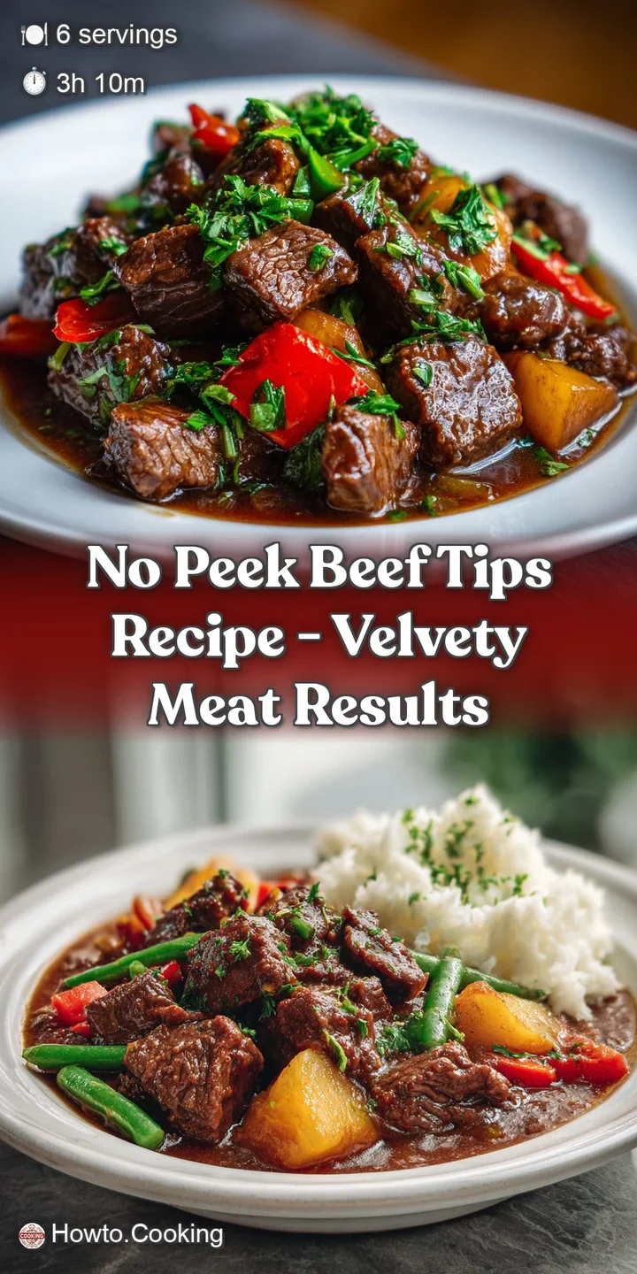 Close-up of tender, dark brown beef tips swimming in a glossy, savory gravy, showcasing the rich, velvety texture.