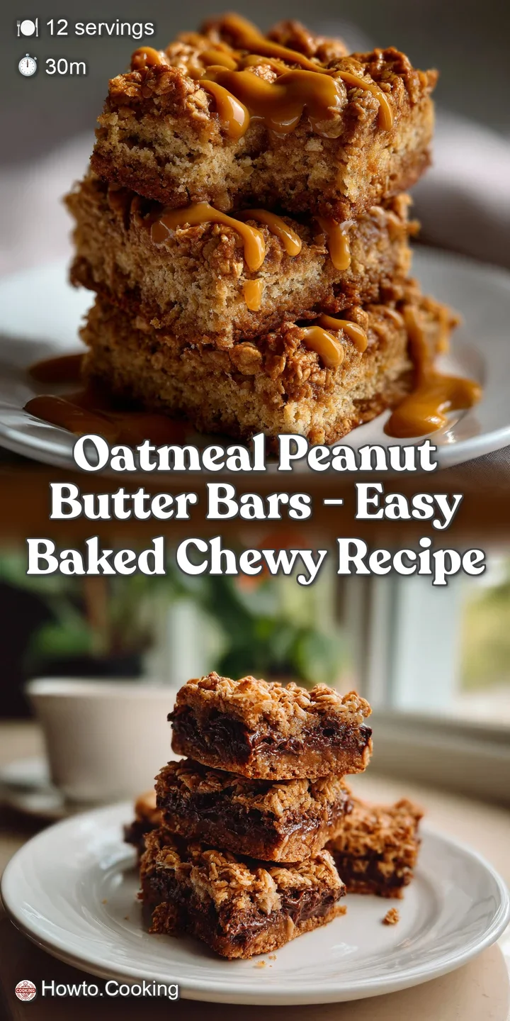 Oatmeal Peanut Butter Bars - Easy Baked Chewy Recipe