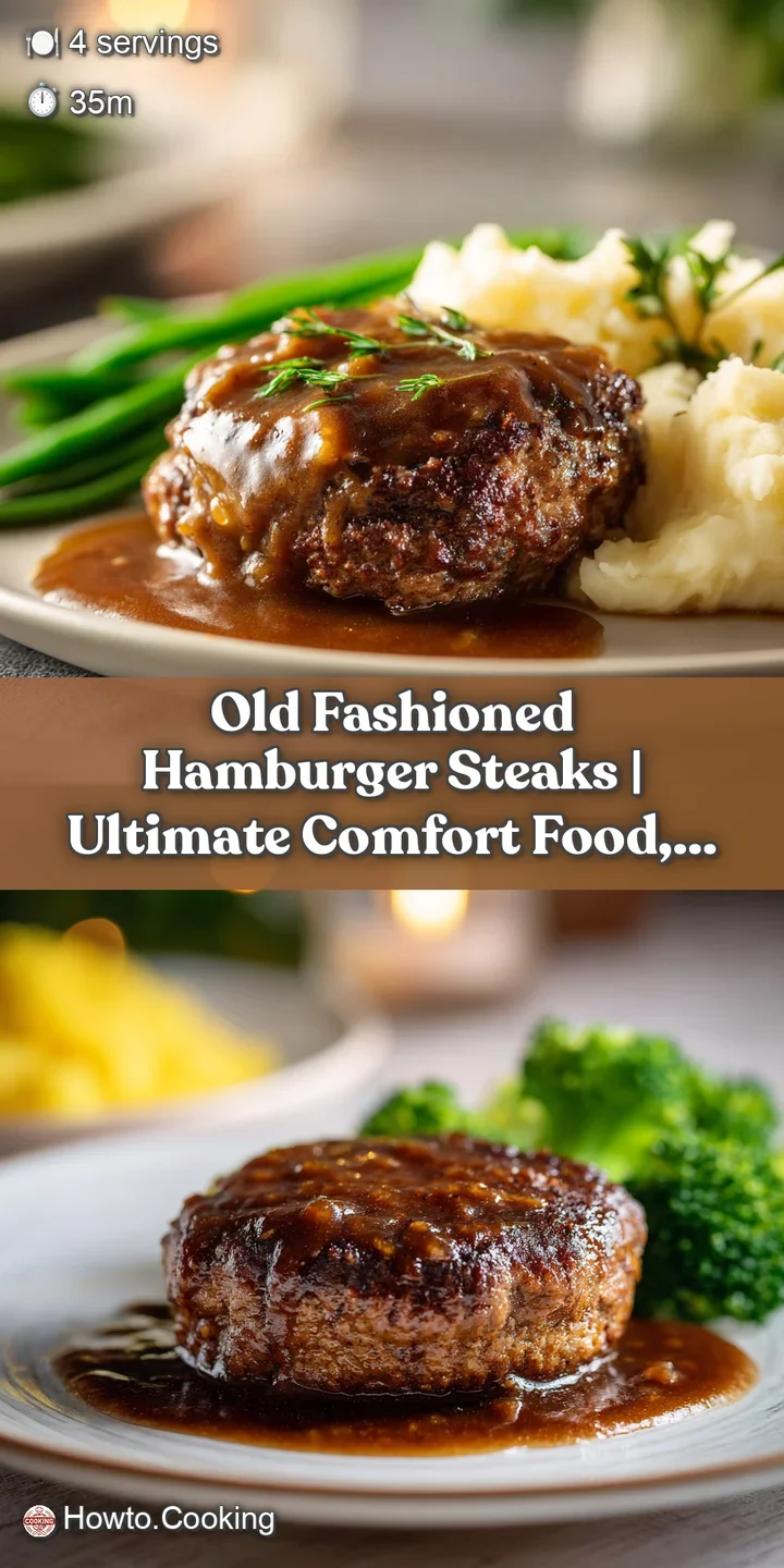 Close-up of a fork-tender hamburger steak, its browned surface coated in a thick, deeply colored onion gravy.