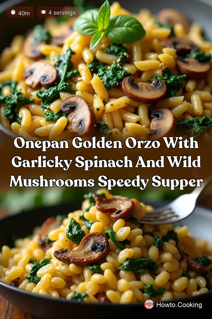 OnePan Golden Orzo with Garlicky Spinach and Wild Mushrooms Speedy Supper