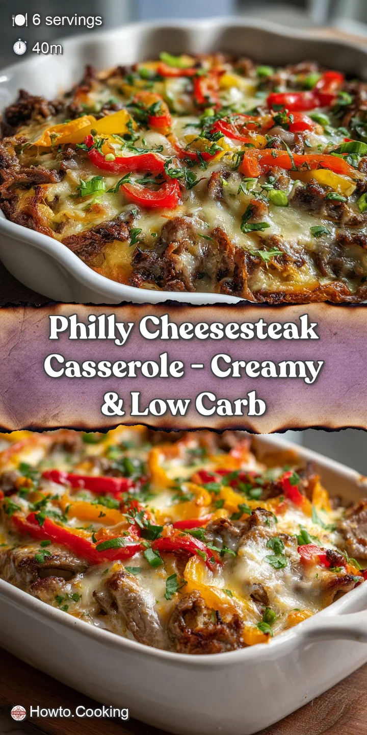 Close-up of a cheesy casserole bake with tender beef, vibrant peppers, and onions. Cheesy perfection, ready to be enjoyed.
