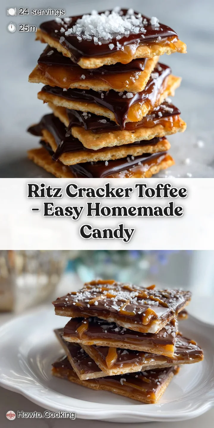 Close-up reveals the crackled, glistening surface of Ritz cracker toffee, loaded with melted chocolate and a generous spri...