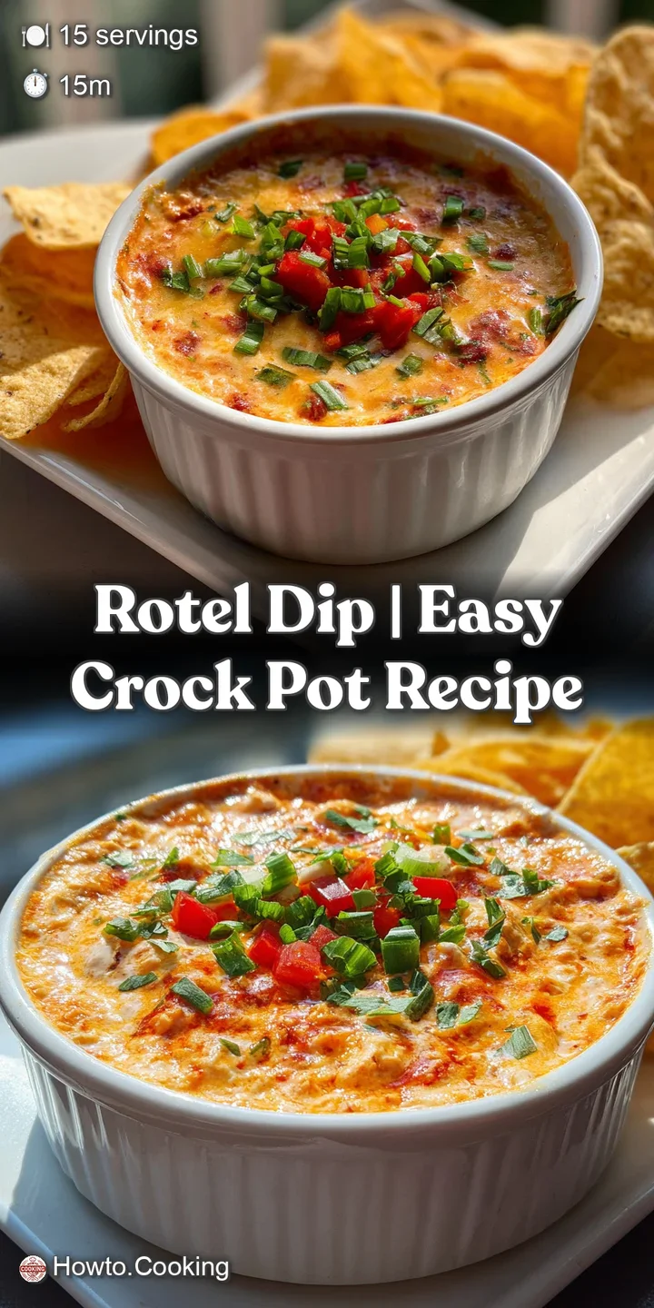 Close-up captures the molten, cheesy texture of Rotel dip, with juicy sausage and diced tomatoes swirled within.