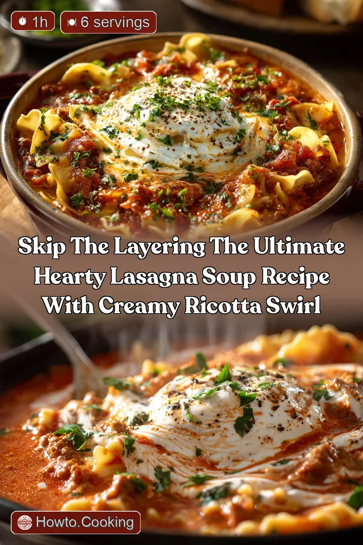 Skip the Layering The Ultimate Hearty Lasagna Soup Recipe with Creamy Ricotta Swirl