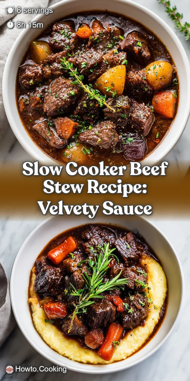 Close-up of simmering beef stew, showcasing juicy beef, soft carrots, and herbs in a deep, flavorful broth, ready to eat.