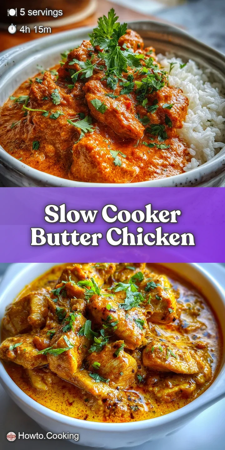 Close-up of succulent butter chicken. Creamy, deeply colored sauce coats tender chicken. Ghee glistens and fresh herbs ent...