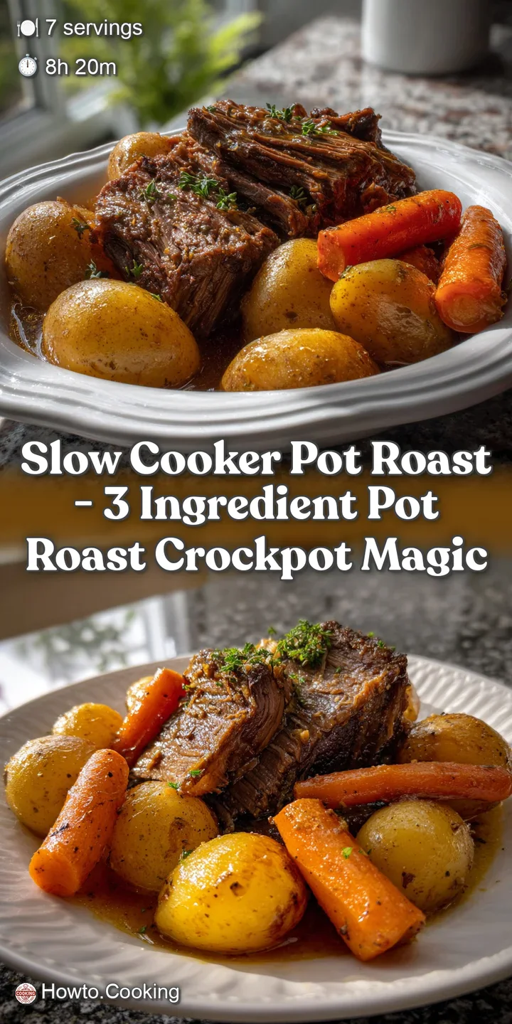 Slow Cooker Pot Roast - 3 Ingredient Pot Roast Crockpot Magic
