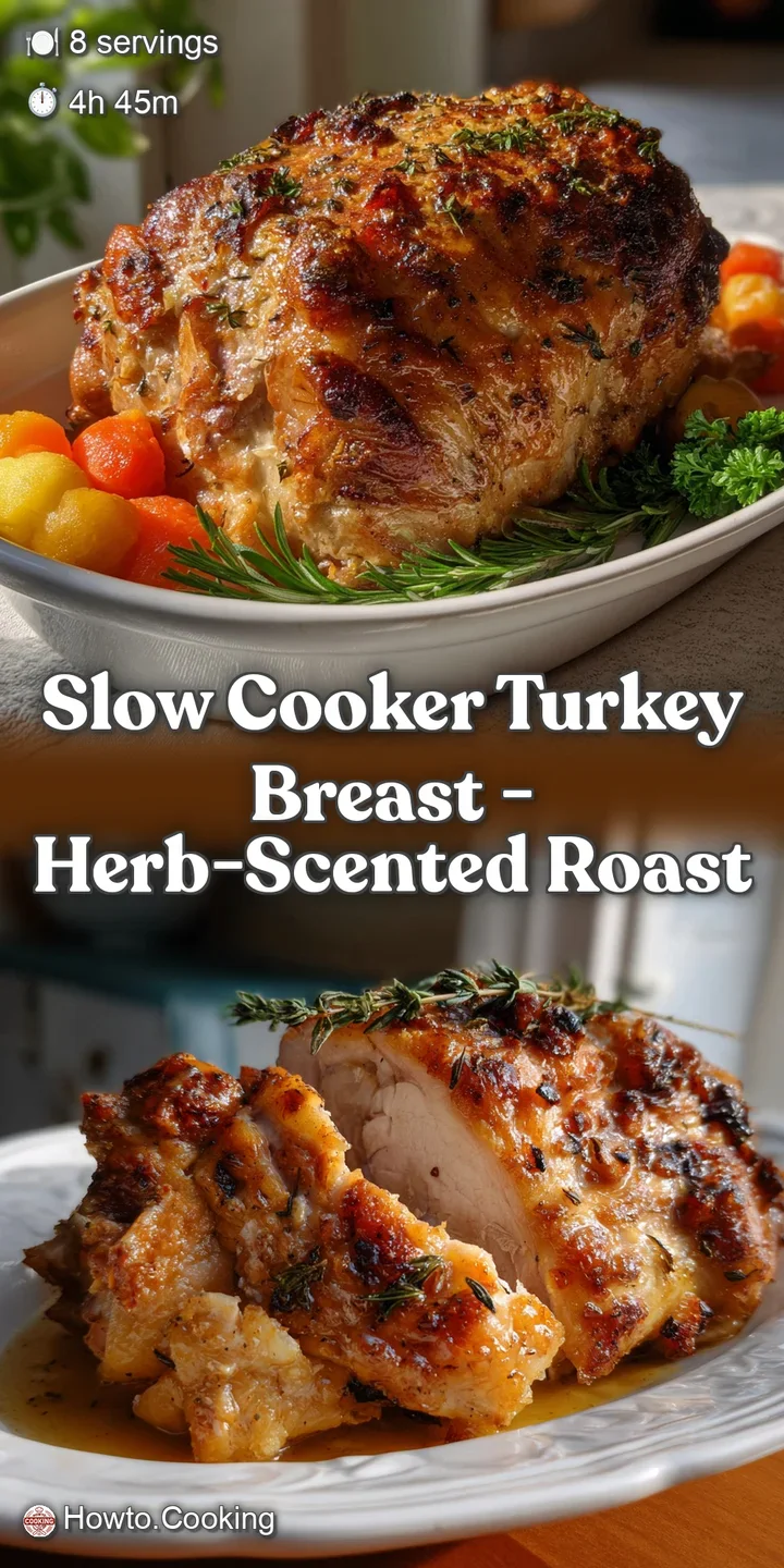 Close-up of juicy turkey breast, showcasing tender, pulled fibers and a golden-brown, crispy skin. The steam gently rises,...