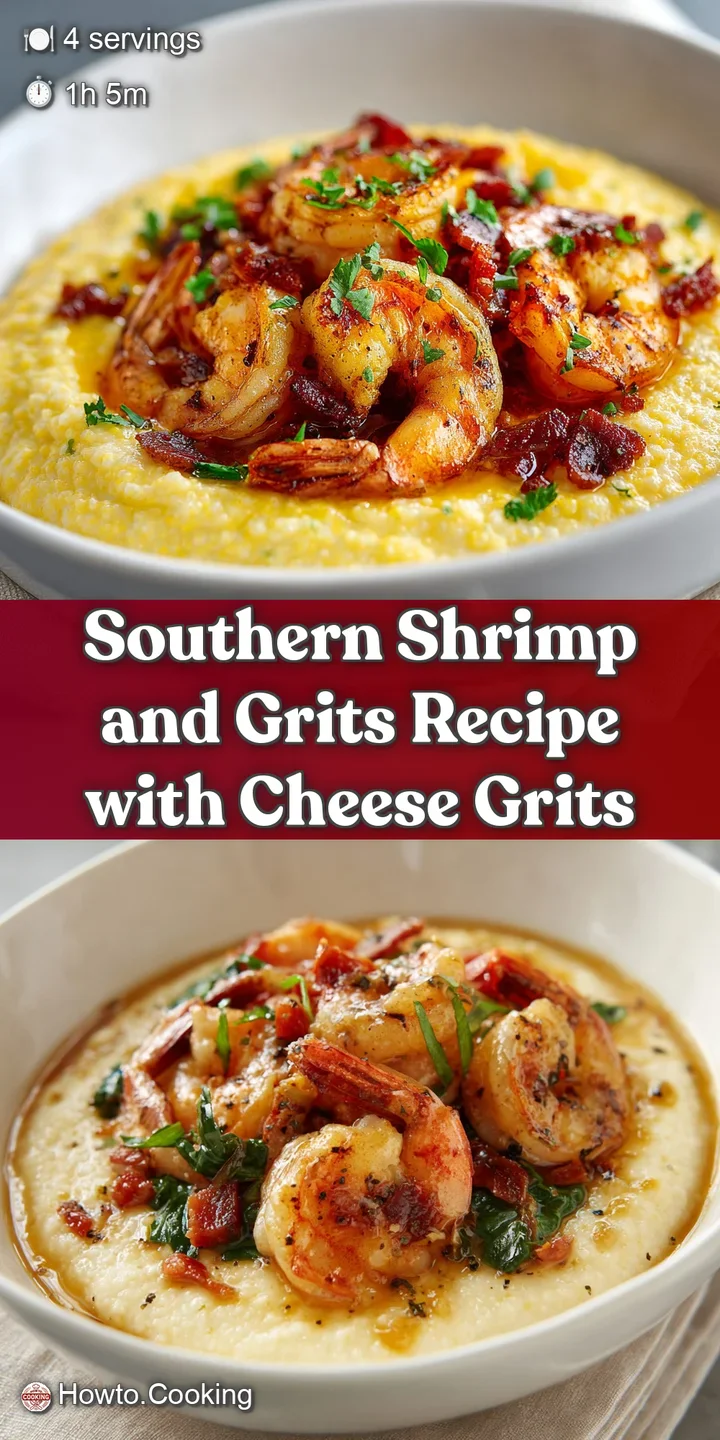 Up-close, a creamy bite of grits with juicy shrimp. A swirl of peppery spice adds warmth, tempting the viewer with textures.