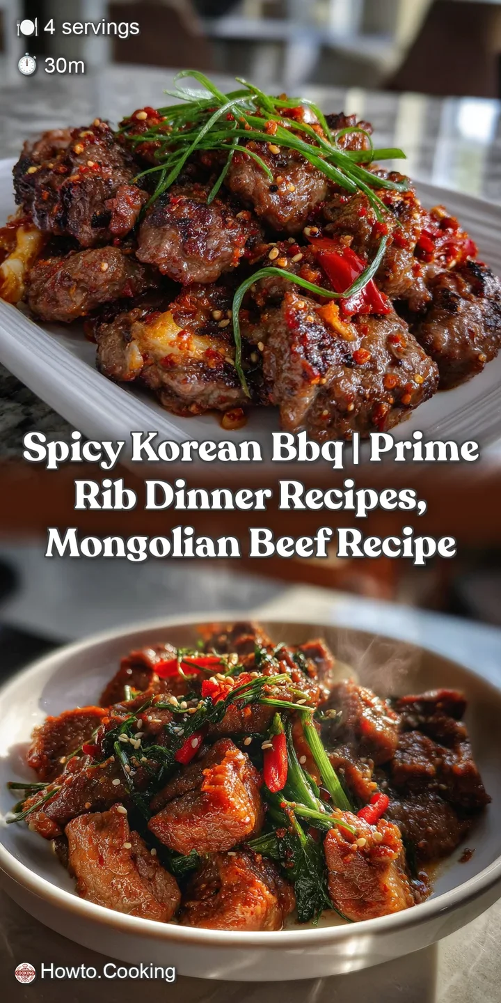 Close-up of intensely flavorful Korean BBQ. The deep, rich color of the marinade with glistening, caramelized edges, promi...