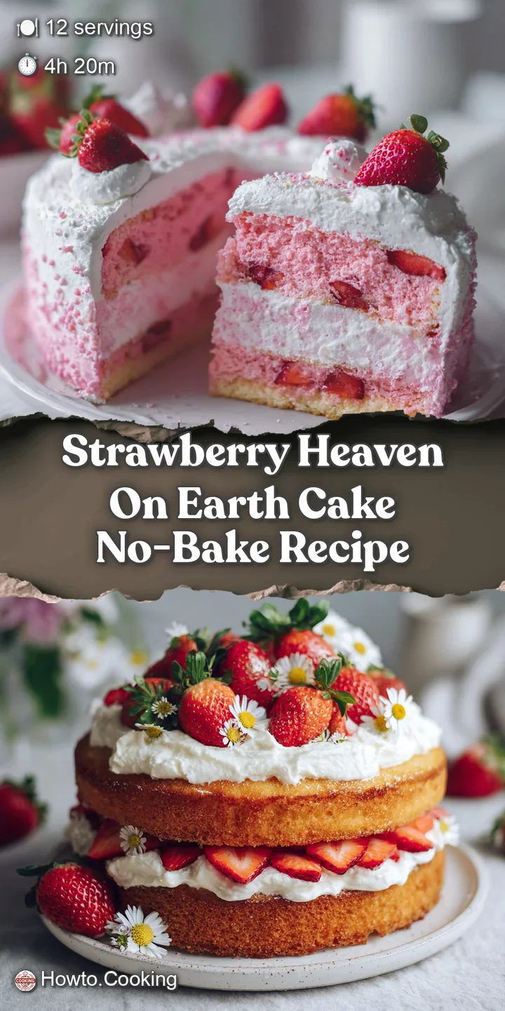 Close-up reveals luscious layers of juicy strawberries and creamy white filling. Fresh strawberries add a burst of vibrant...