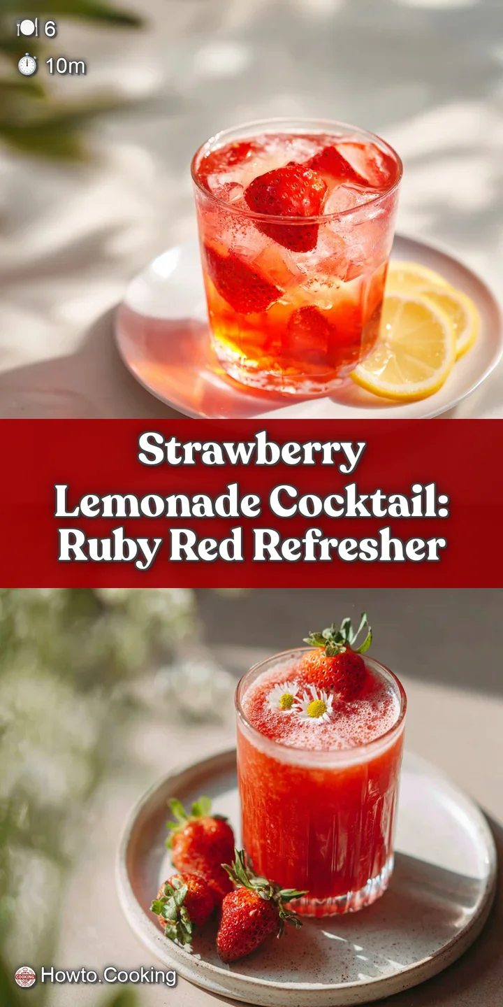 Refreshing close-up of a vibrant pink strawberry lemonade. Bubbles rise in the glass with juicy fruit and lemon slice garn...