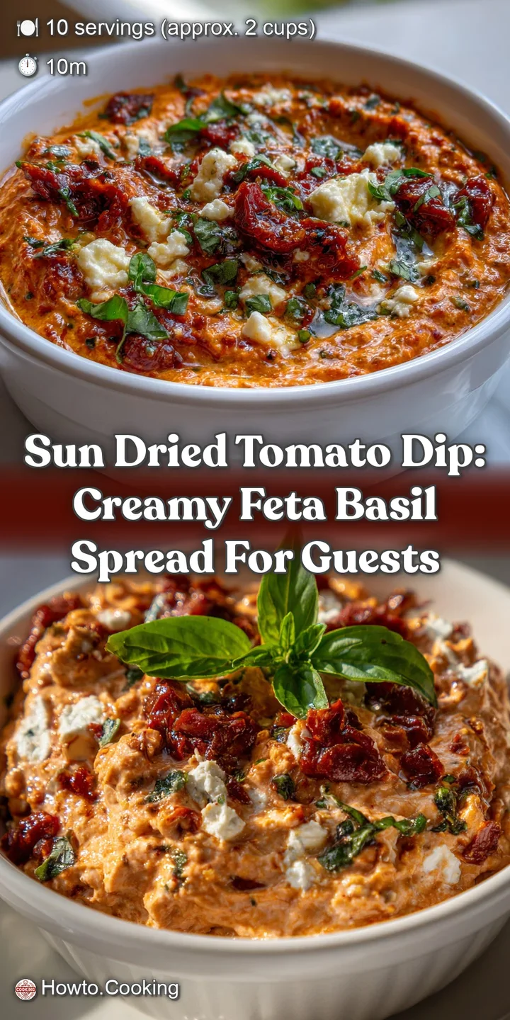 Sun Dried Tomato Dip: Creamy Feta Basil Spread for Guests