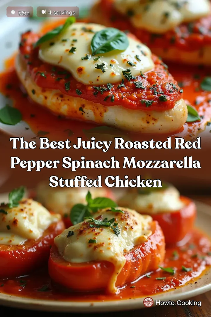 The Best Juicy Roasted Red Pepper Spinach Mozzarella Stuffed Chicken