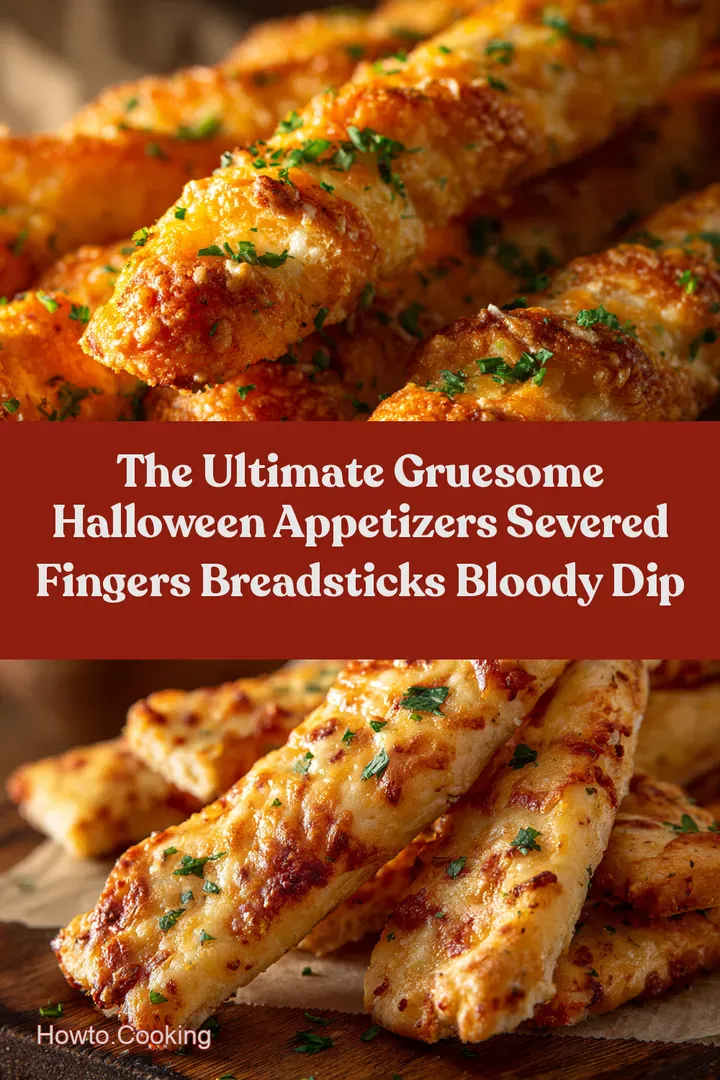 The Ultimate Gruesome Halloween Appetizers Severed Fingers Breadsticks Bloody Dip