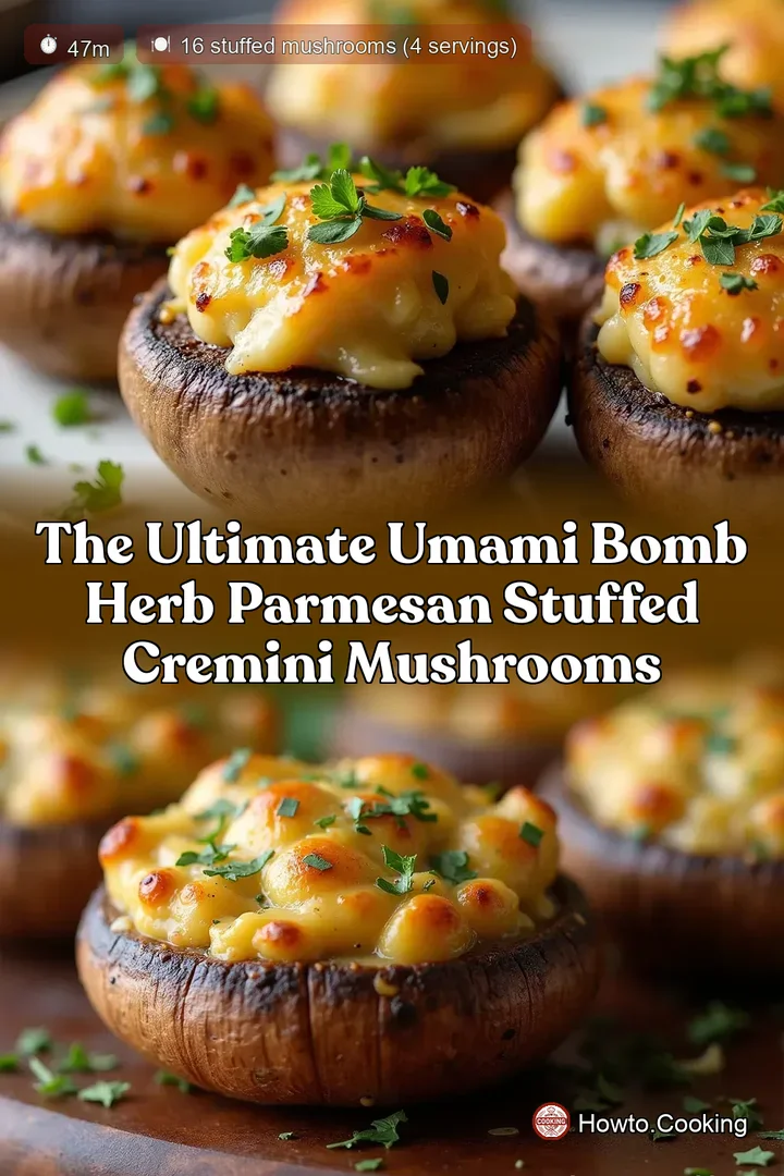 The Ultimate Umami Bomb Herb Parmesan Stuffed Cremini Mushrooms