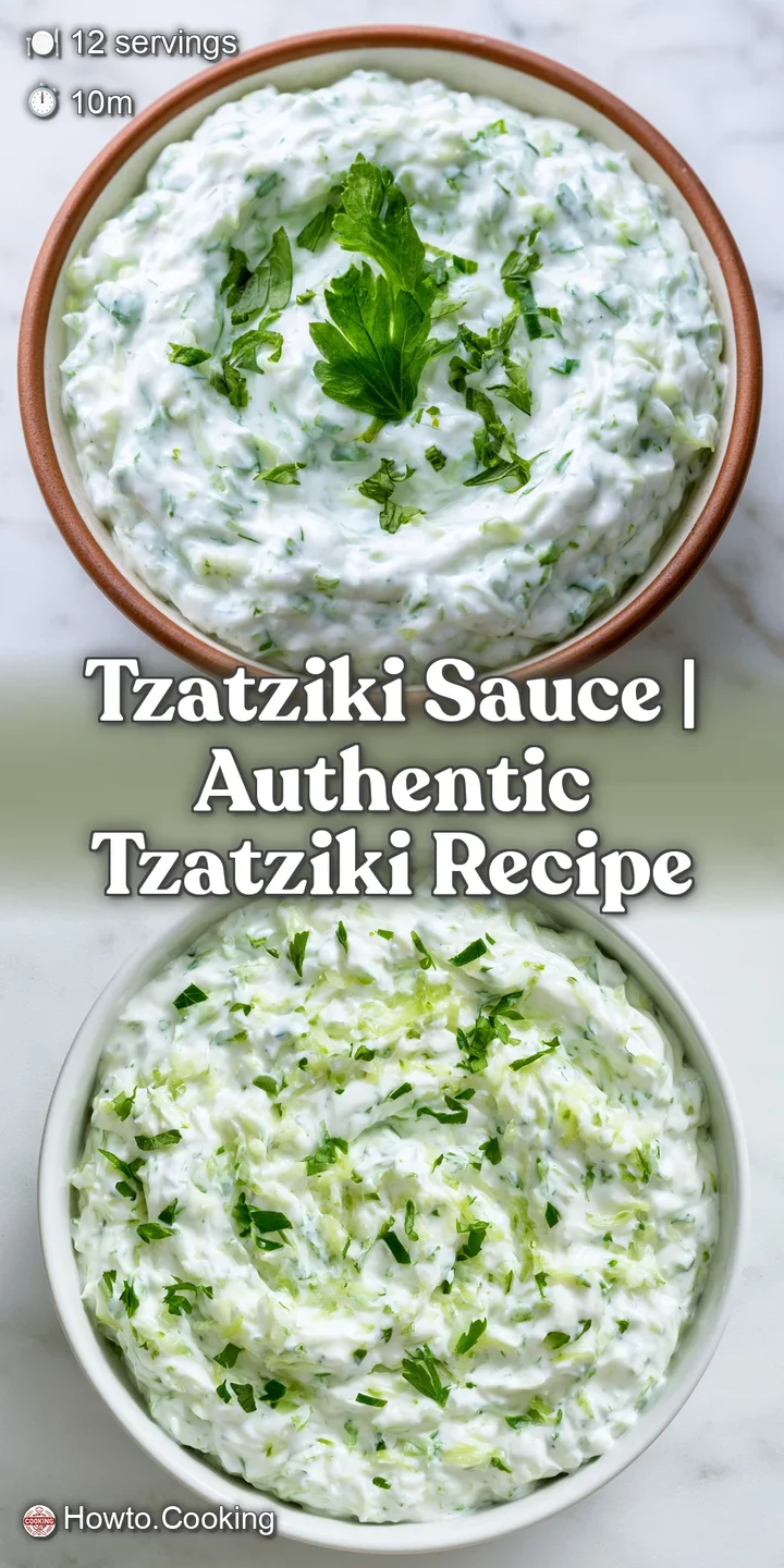 Extreme close-up of thick, creamy yogurt dip with tiny green cucumber bits, fresh dill, and glistening olive oil.