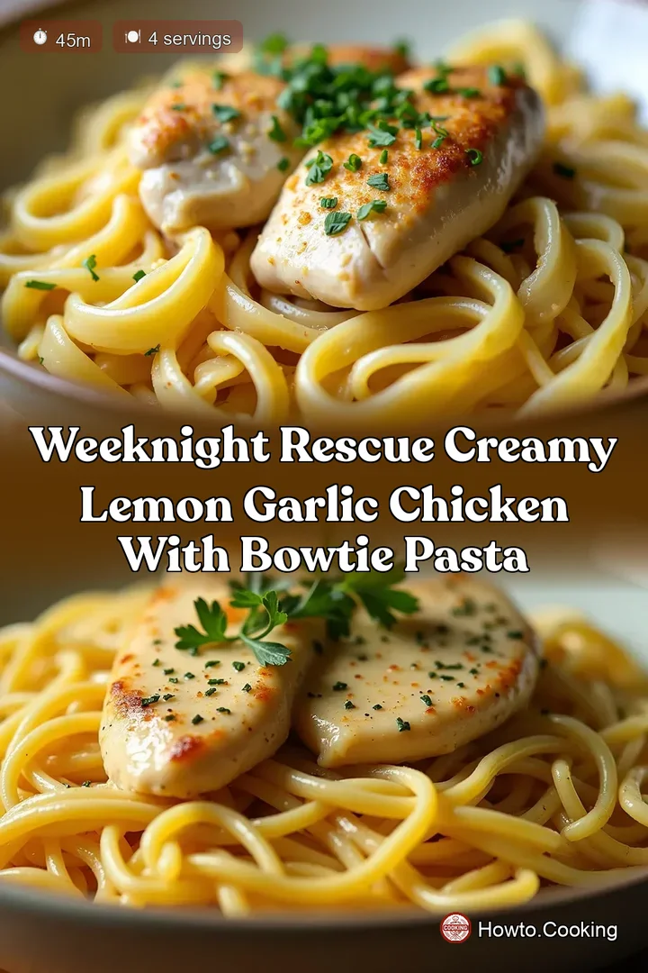 Weeknight Rescue Creamy Lemon Garlic Chicken with Bowtie Pasta
