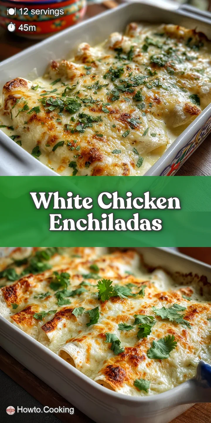 Close-up of a gooey, cheesy white chicken enchilada with golden edges and vibrant green cilantro garnish.
