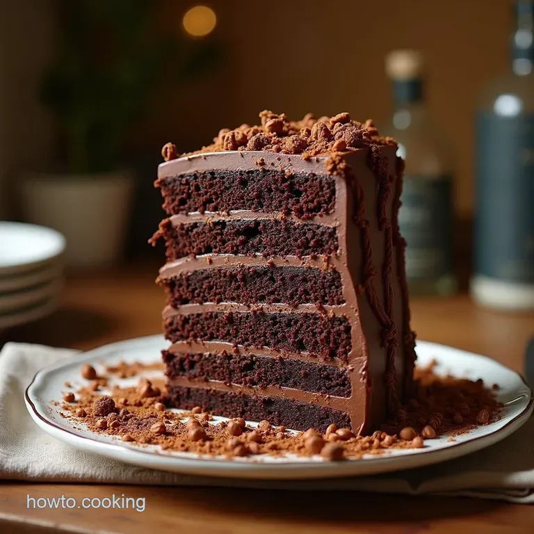 The 24Layer Chronicle Cake a Decadent Stack of Dark Chocolate Perfection presentation