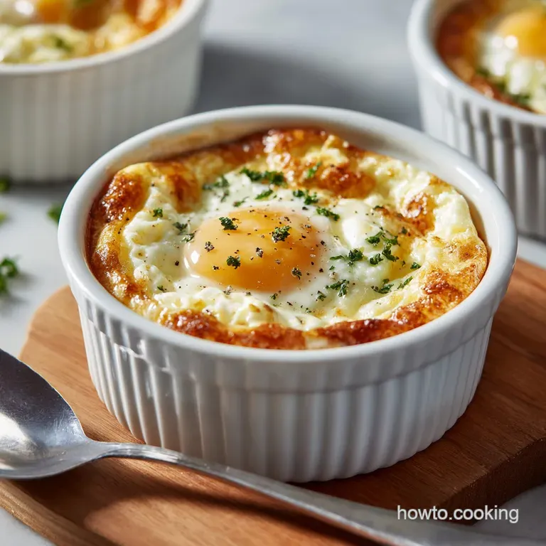 Air Fryer Eggs: Perfectly Baked Shirred Eggs with Feta presentation