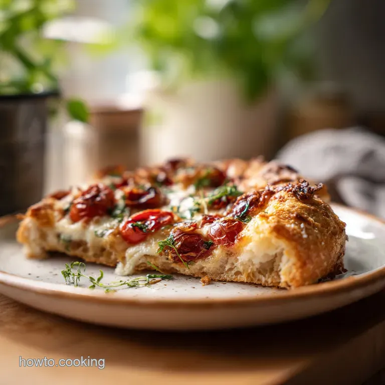 A slice of thin crust pizza showing a golden, crispy base topped with vibrant red sauce and melted mozzarella with herbs.