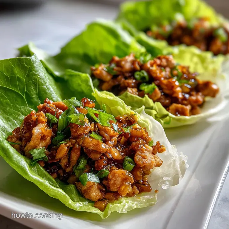 A single lettuce wrap, overflowing with juicy chicken and bright veggies, artfully arranged on a clean white plate.